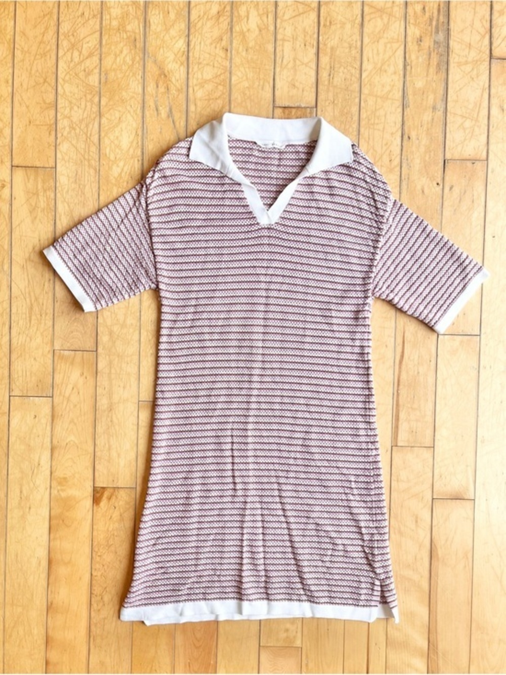 Melissa Nepton Knit Striped Polo Sweater Preppy Coastal Chic Dress Size Medium
